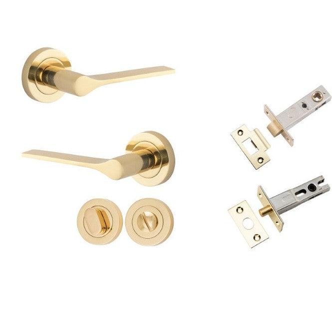 Iver Door Handle Como Rose Round Polished Brass Privacy Kit