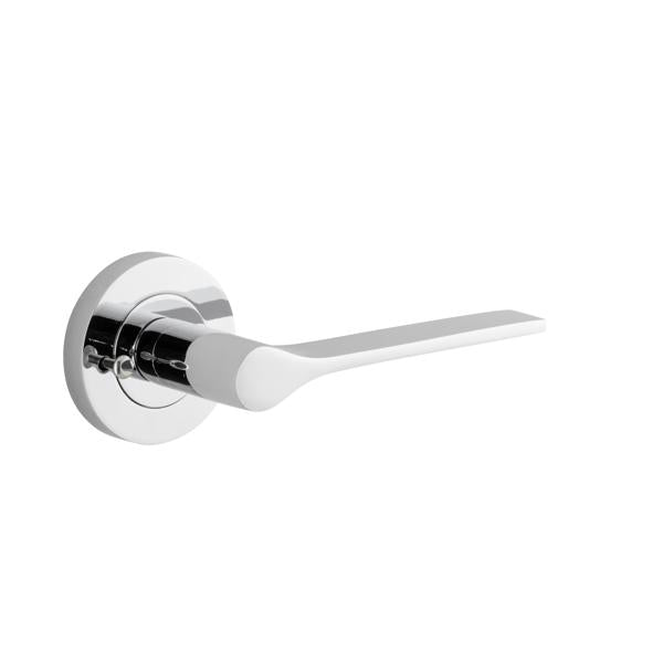 Iver Door Handle Como Rose Round Polished Chrome Inbuilt Privacy Kit