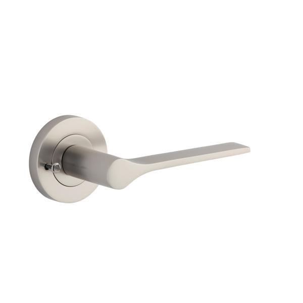 Iver Door Handle Como Rose Round Satin Nickel Inbuilt Privacy Kit