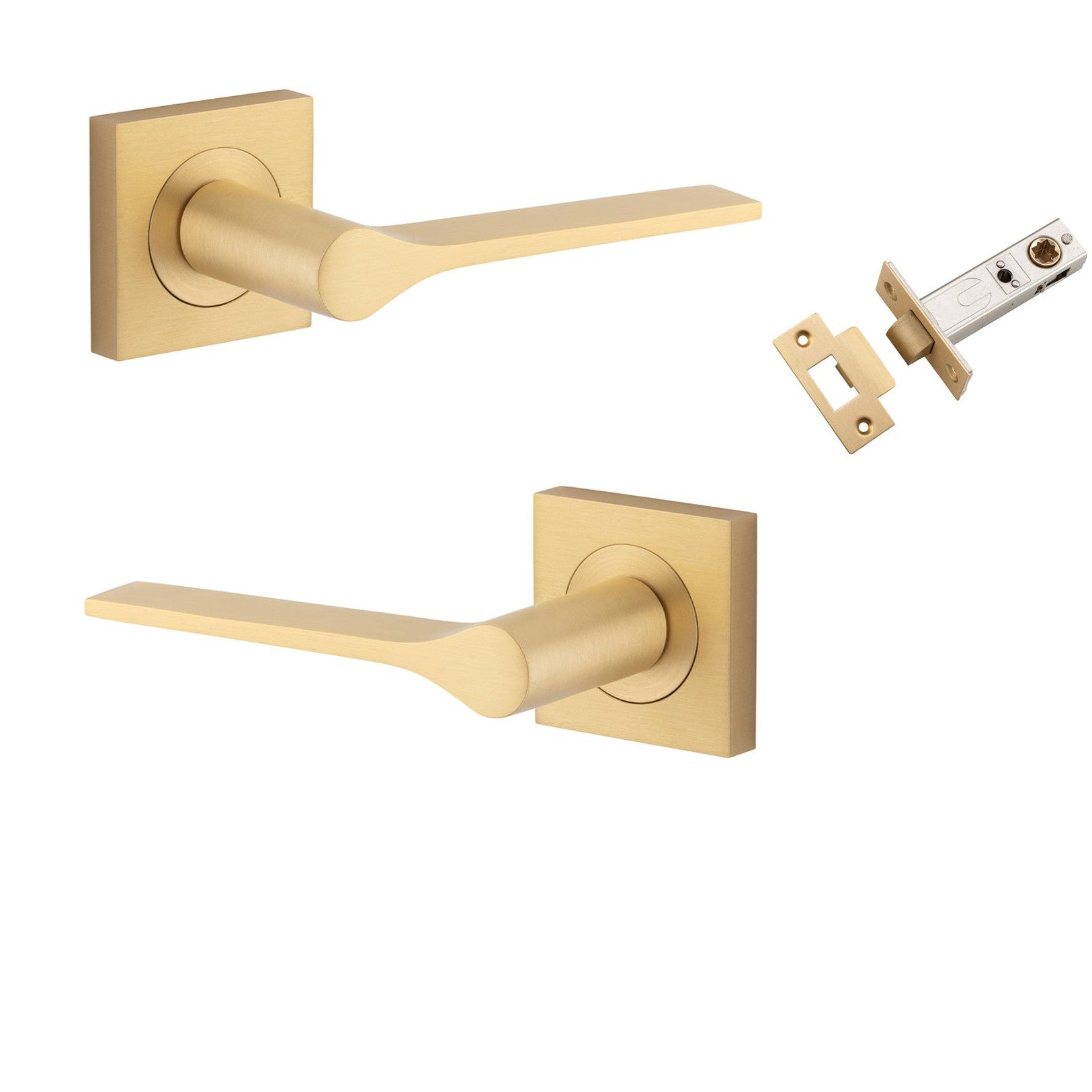 Iver Door Handle Como Rose Square Brushed Brass Passage Kit