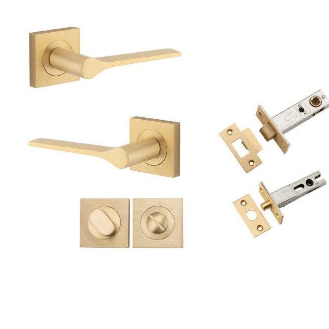 Iver Door Handle Como Rose Square Brushed Brass Privacy Kit