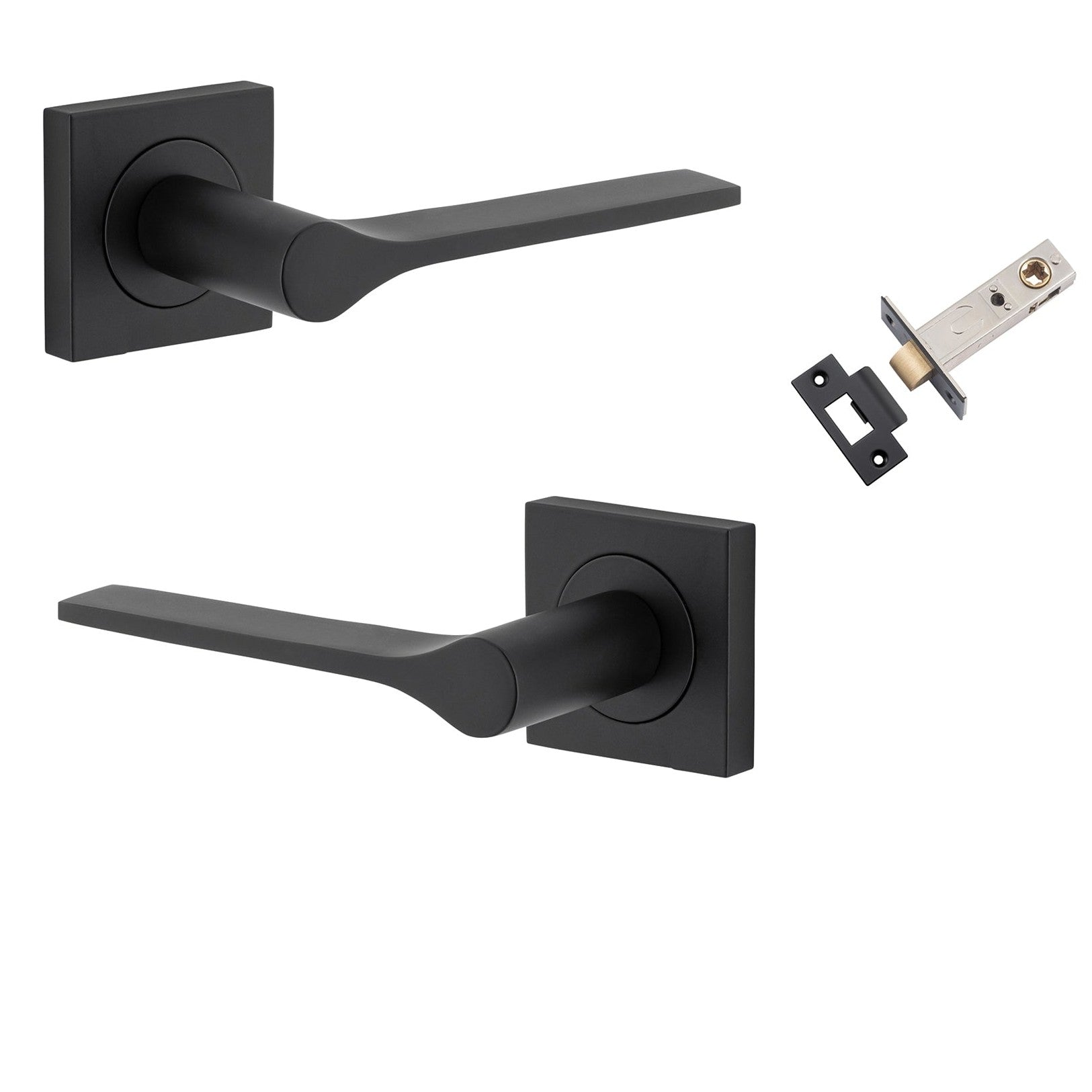 Iver Door Handle Como Rose Square Matt Black Passage Kit