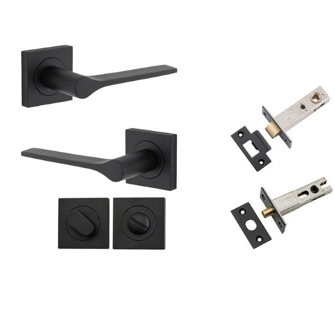 Iver Door Handle Como Rose Square Matt Black Privacy Kit