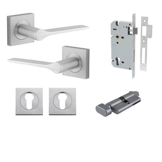Iver Door Handle Como Rose Square Pair Key/Thumb Brushed Brass Entrance Kit