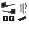 Iver Door Handle Como Rose Square Pair Key/Thumb Matt Black Entrance Kit