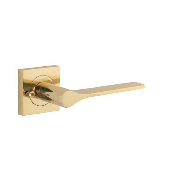 Iver Door Handle Como Rose Square Polished Brass Inbuilt Privacy Kit