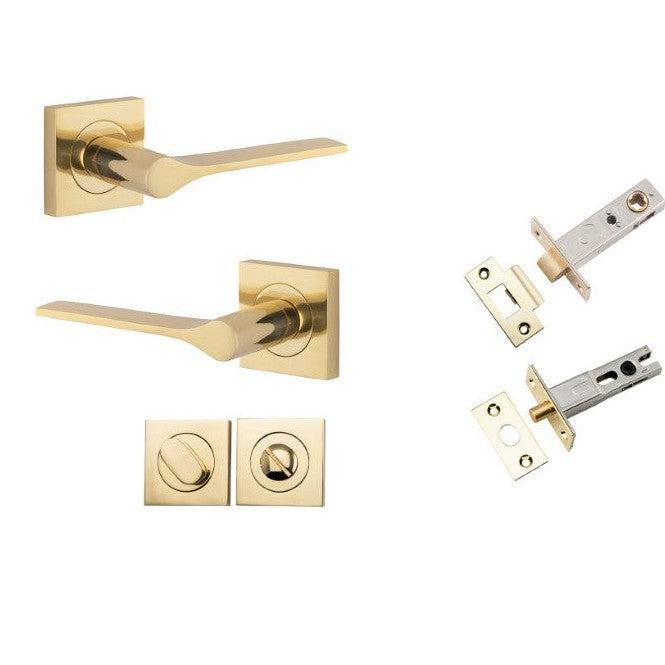 Iver Door Handle Como Rose Square Polished Brass Privacy Kit