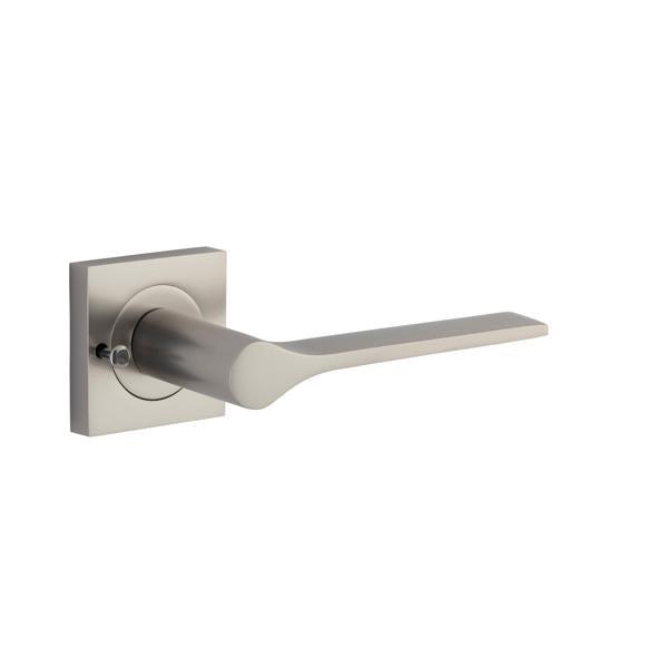 Iver Door Handle Como Rose Square Satin Nickel Inbuilt Privacy Kit