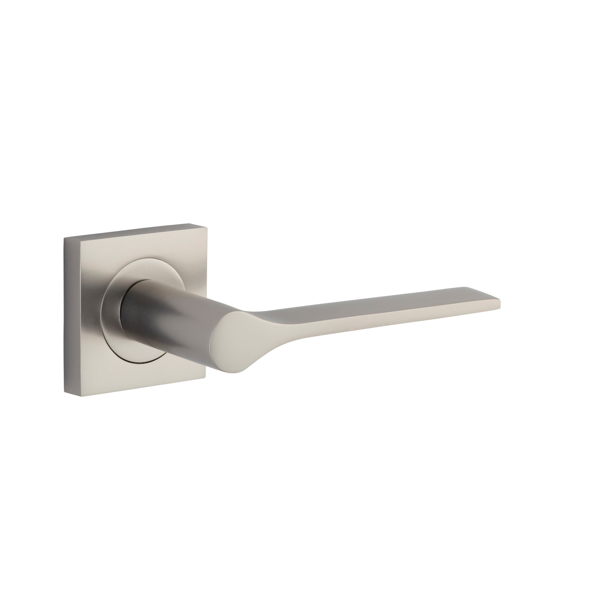 Iver Door Handle Como Square Rose Pair Satin Nickel