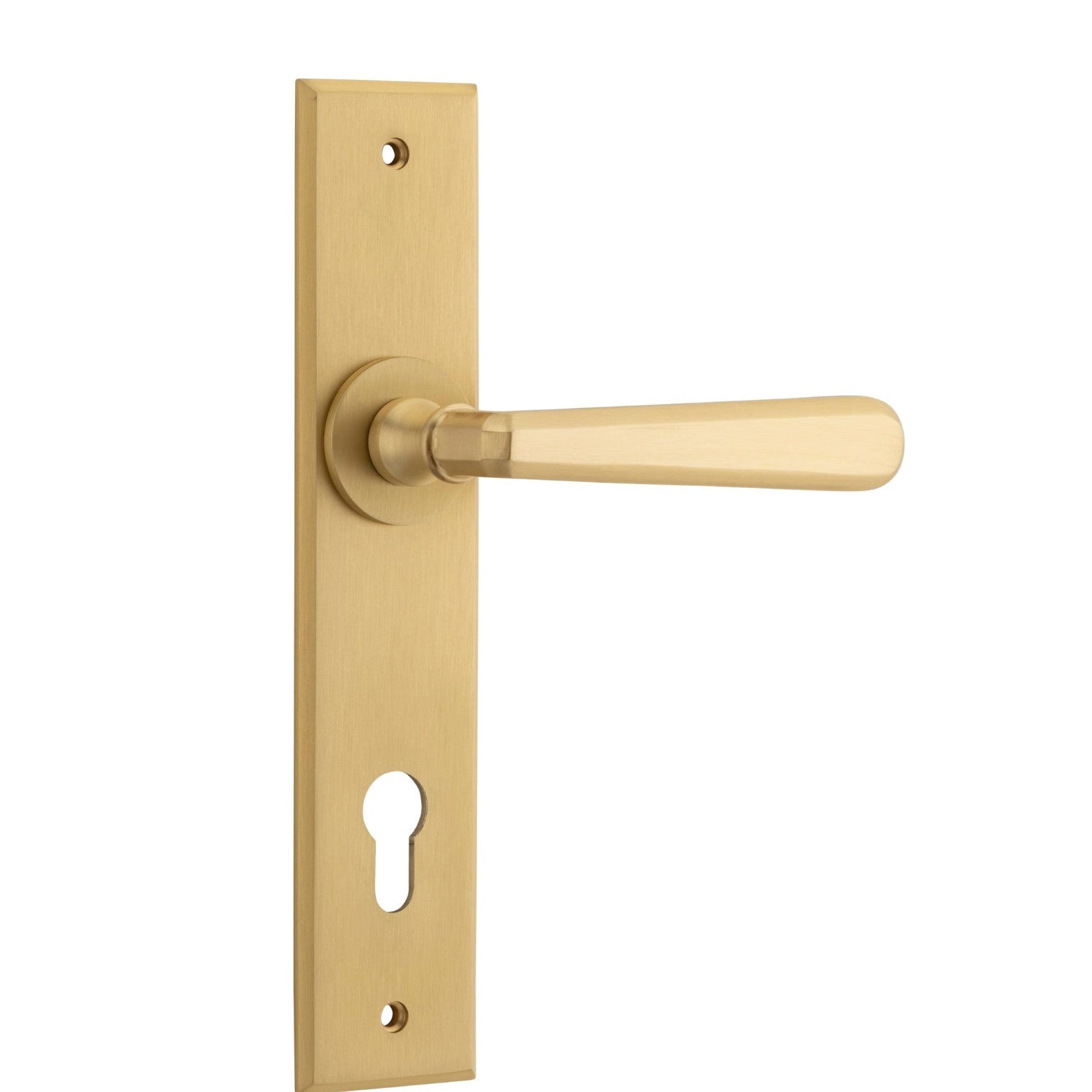 Iver Door Handle Copenhagen Chamfered Euro Pair Brushed Brass