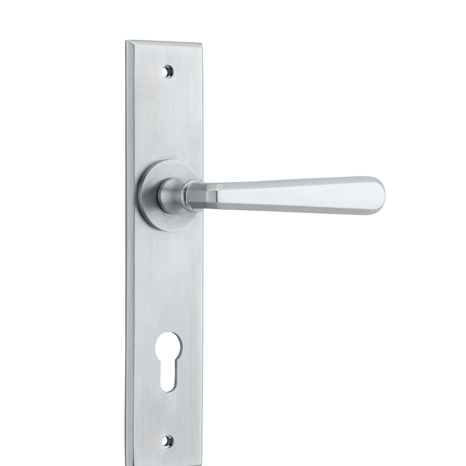 Iver Door Handle Copenhagen Chamfered Euro Pair Brushed Chrome