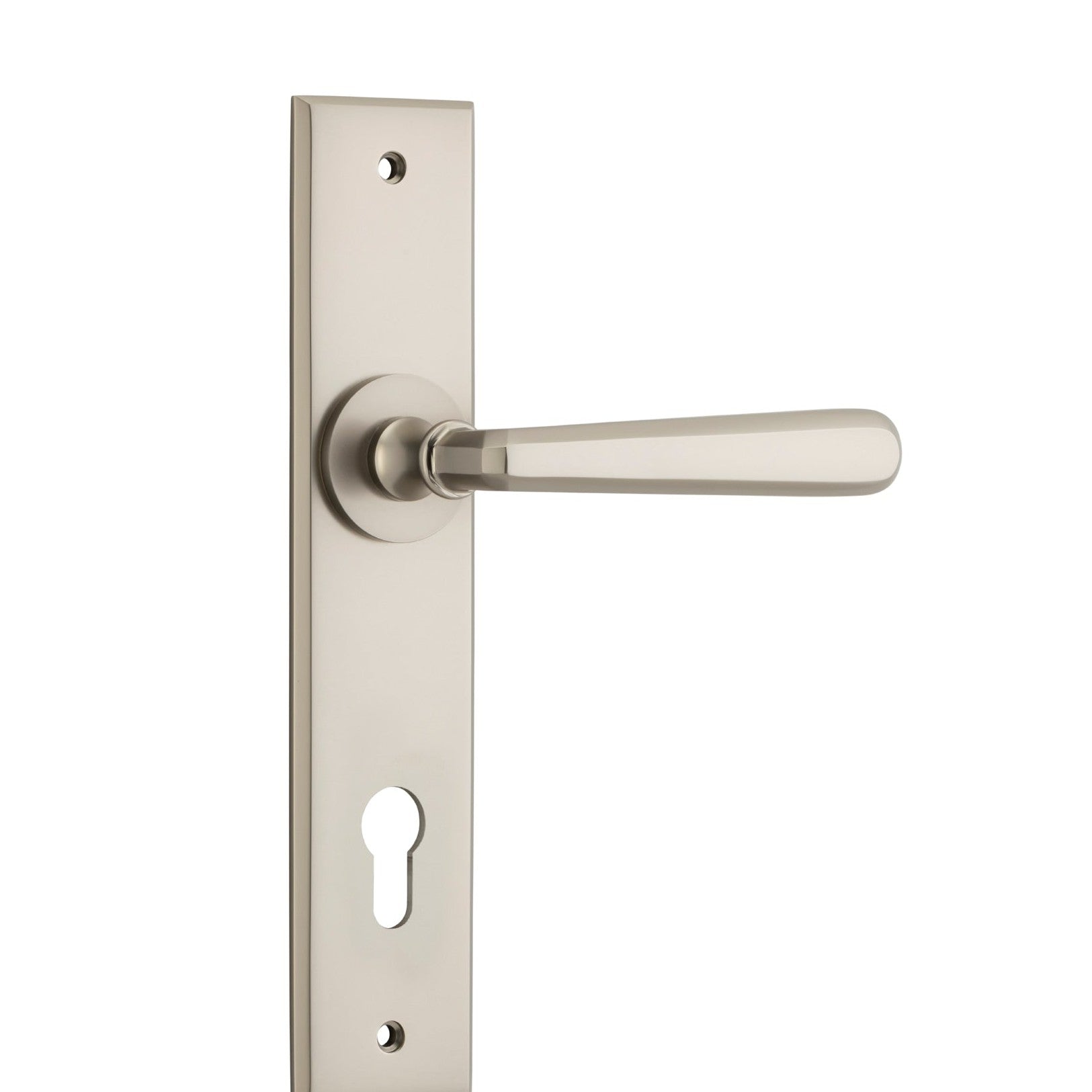 Iver Door Handle Copenhagen Chamfered Euro Pair Satin Nickel