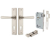 Iver Door Handle Copenhagen Chamfered Key/Thumb Satin Nickel Entrance Kit