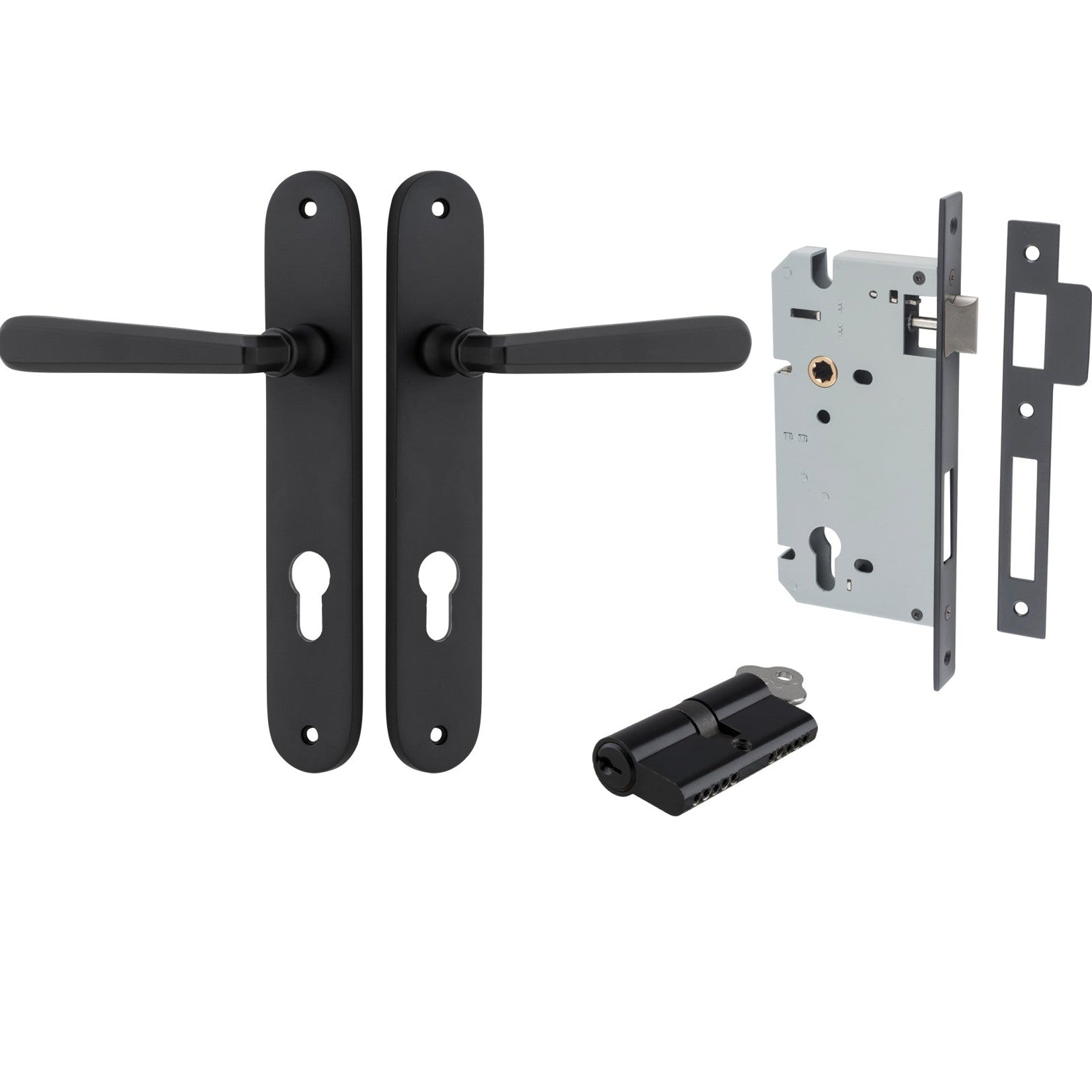 Iver Door Handle Copenhagen Oval Euro Pair Key/Key Matt Black Entrance Kit