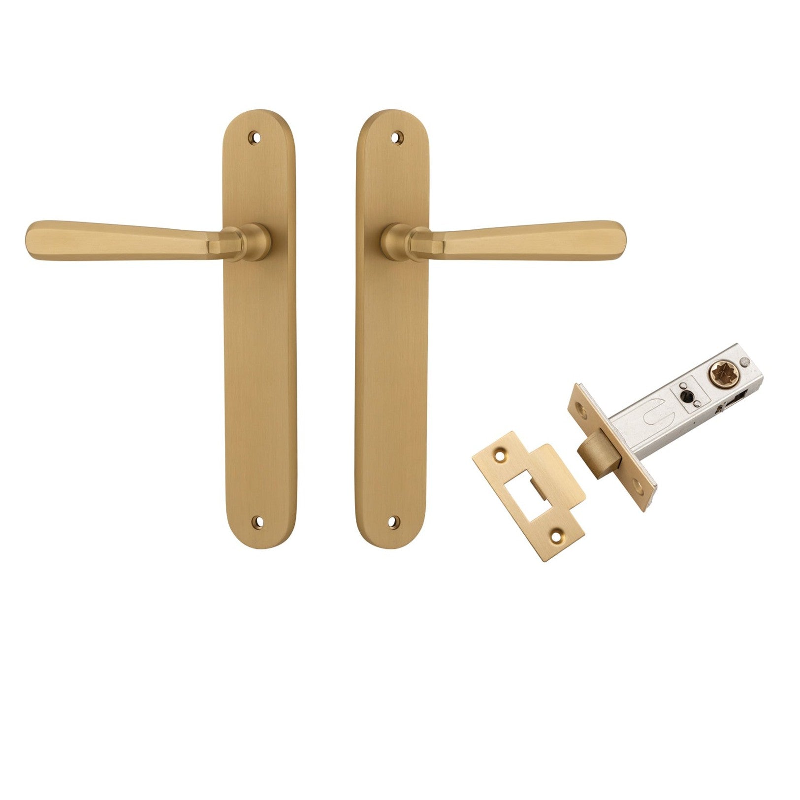 Iver Door Handle Copenhagen Oval Latch Pair Brushed Brass Passage Kit