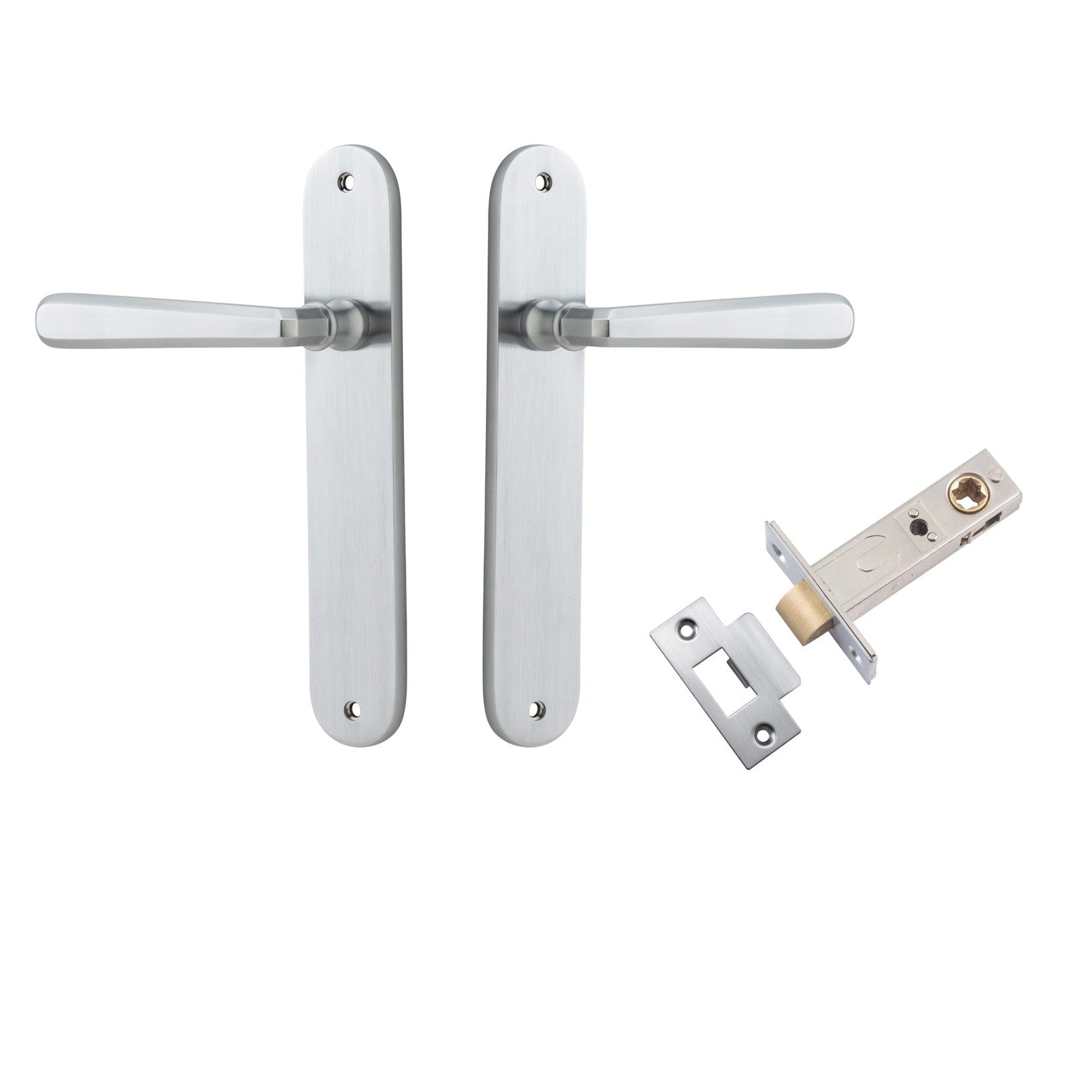 Iver Door Handle Copenhagen Oval Latch Pair Brushed Chrome Passage Kit