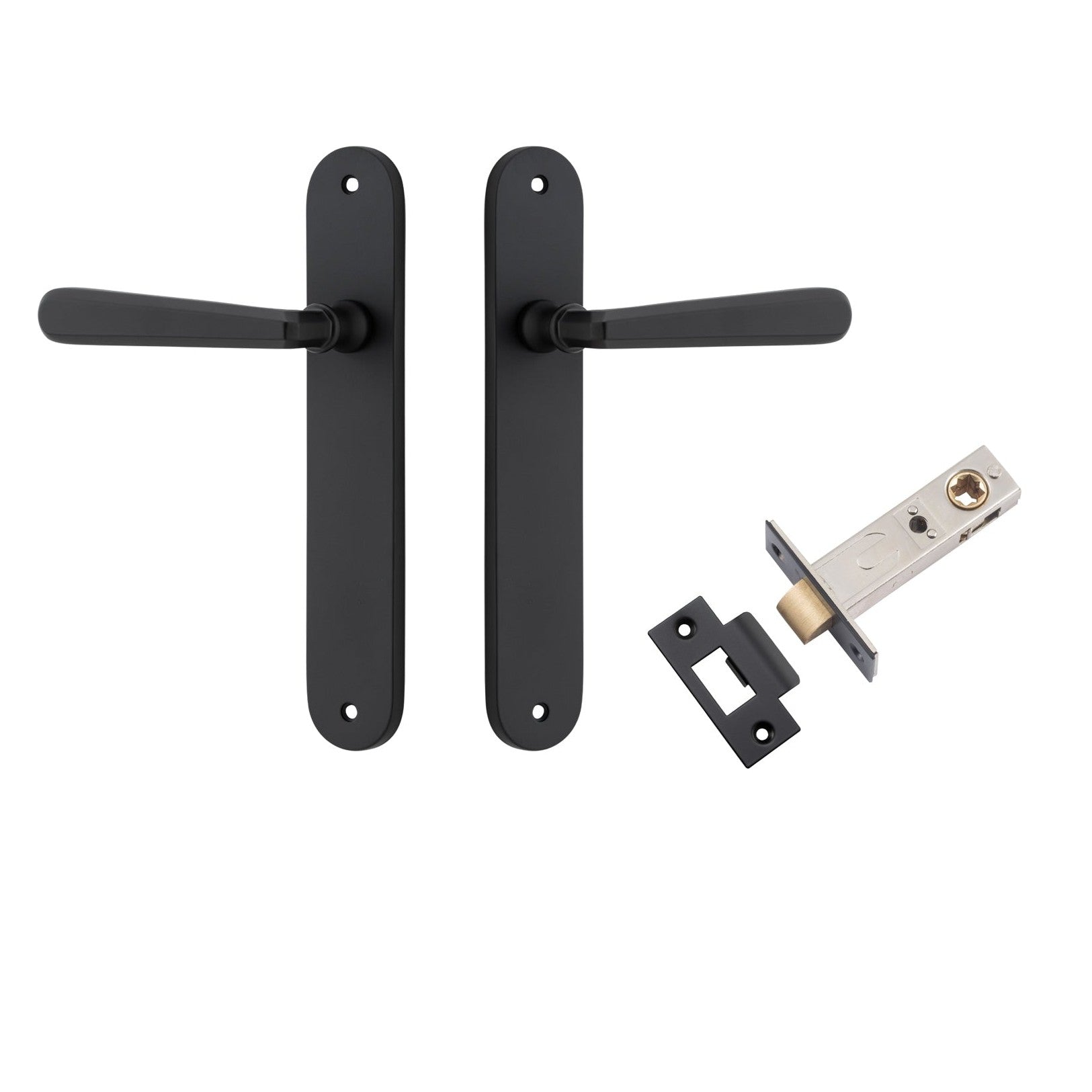 Iver Door Handle Copenhagen Oval Latch Pair Matt Black Passage Kit