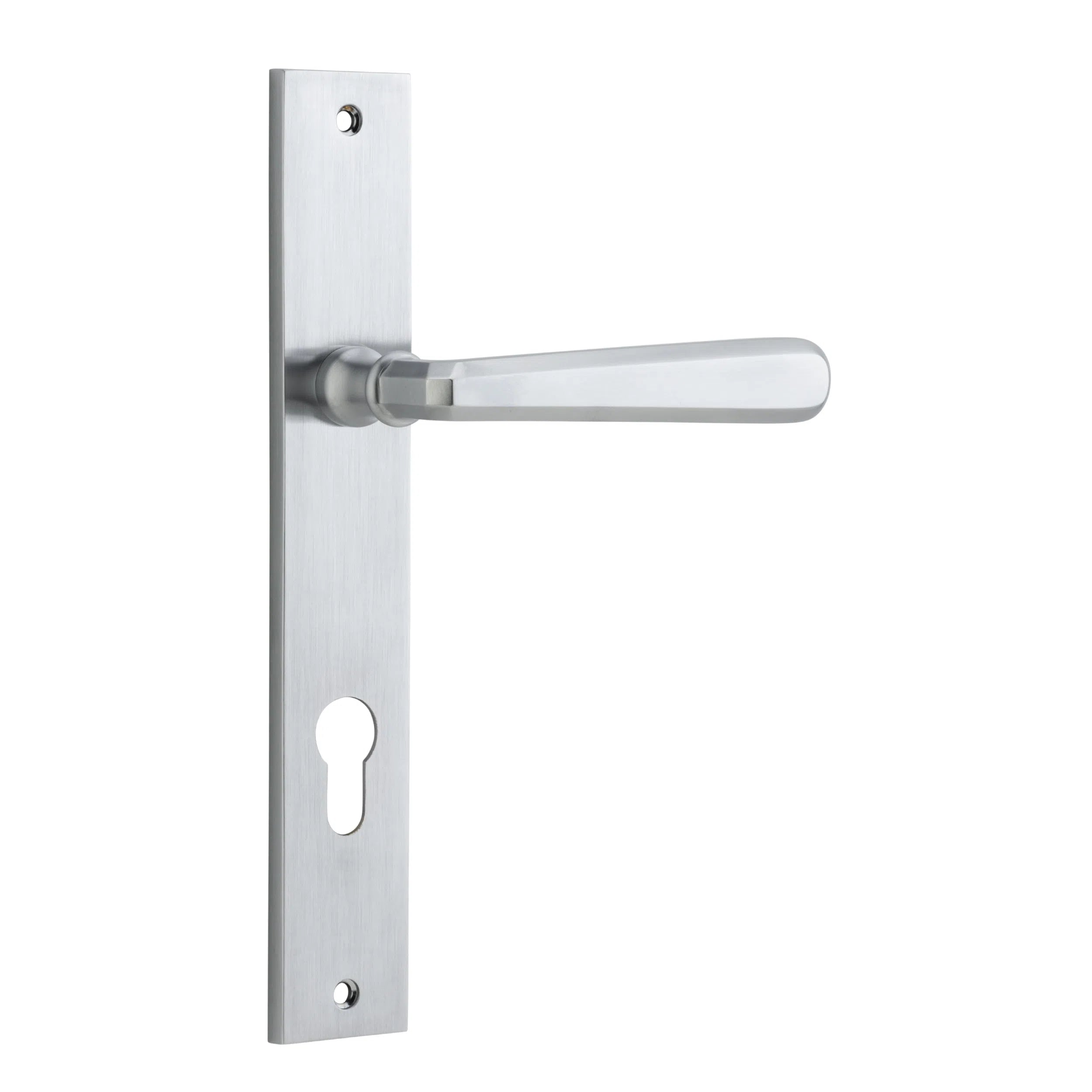 Iver Door Handle Copenhagen Rectangular Euro Pair Brushed Chrome