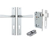 Iver Door Handle Copenhagen Rectangular Euro Pair Key/Key Brushed Chrome Entrance Kit