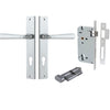 Iver Door Handle Copenhagen Rectangular Euro Pair Key/Thumb Brushed Chrome Entrance Kit