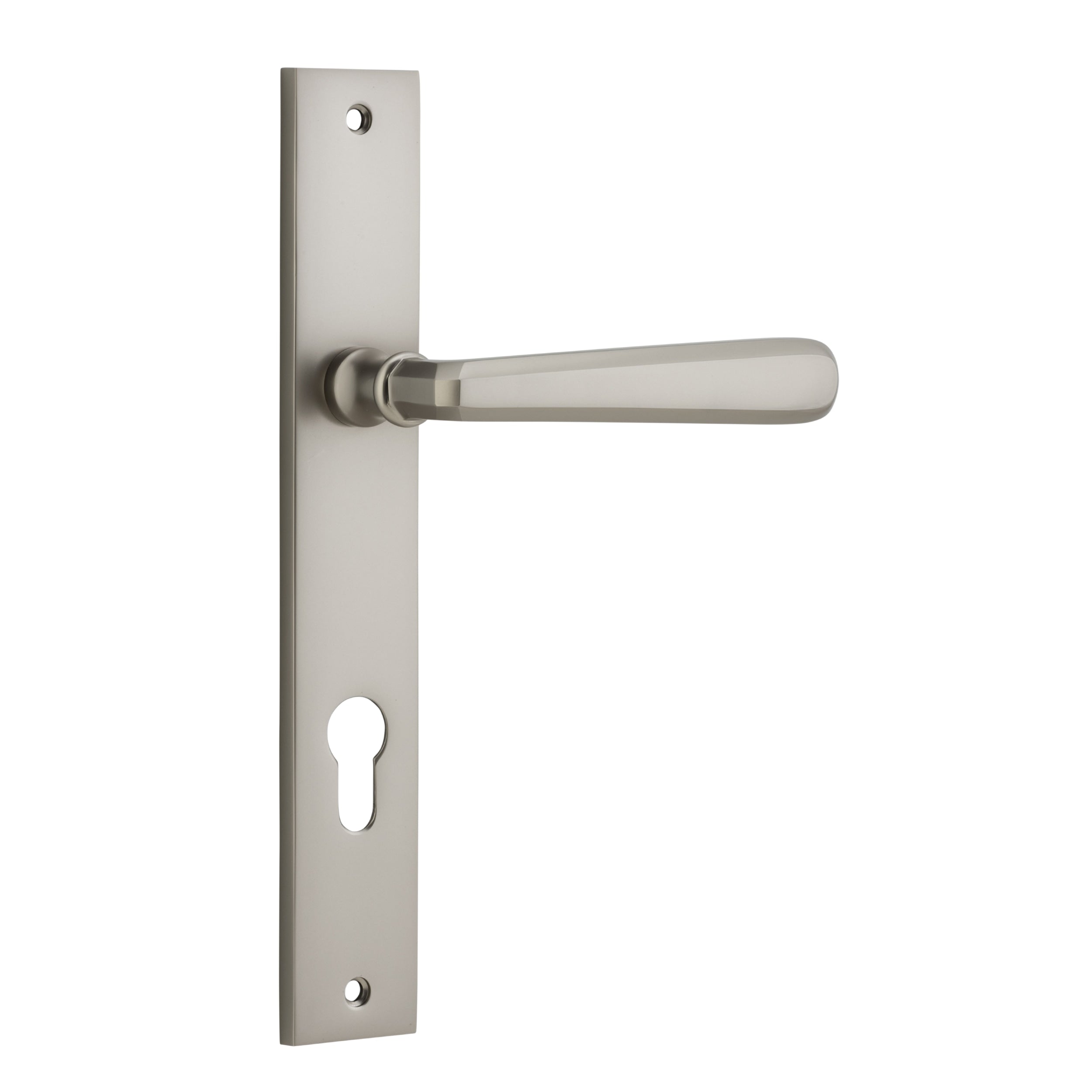 Iver Door Handle Copenhagen Rectangular Euro Pair Satin Nickel