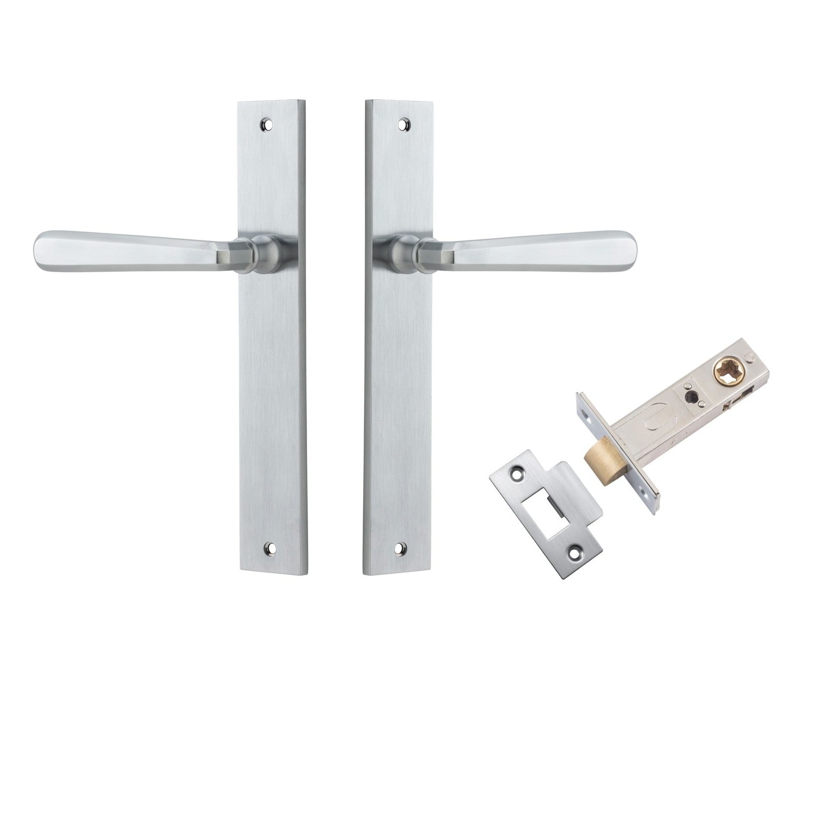 Iver Door Handle Copenhagen Rectangular Latch Pair Brushed Chrome Passage Kit