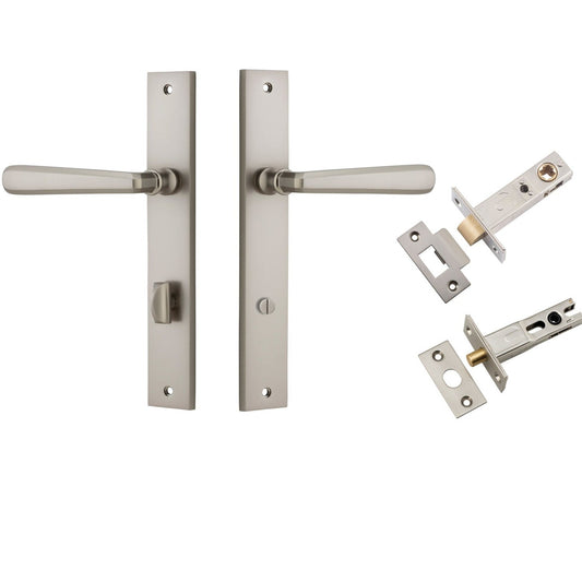 Iver Door Handle Copenhagen Rectangular Privacy Pair Satin Nickel Inbuilt Privacy Kit
