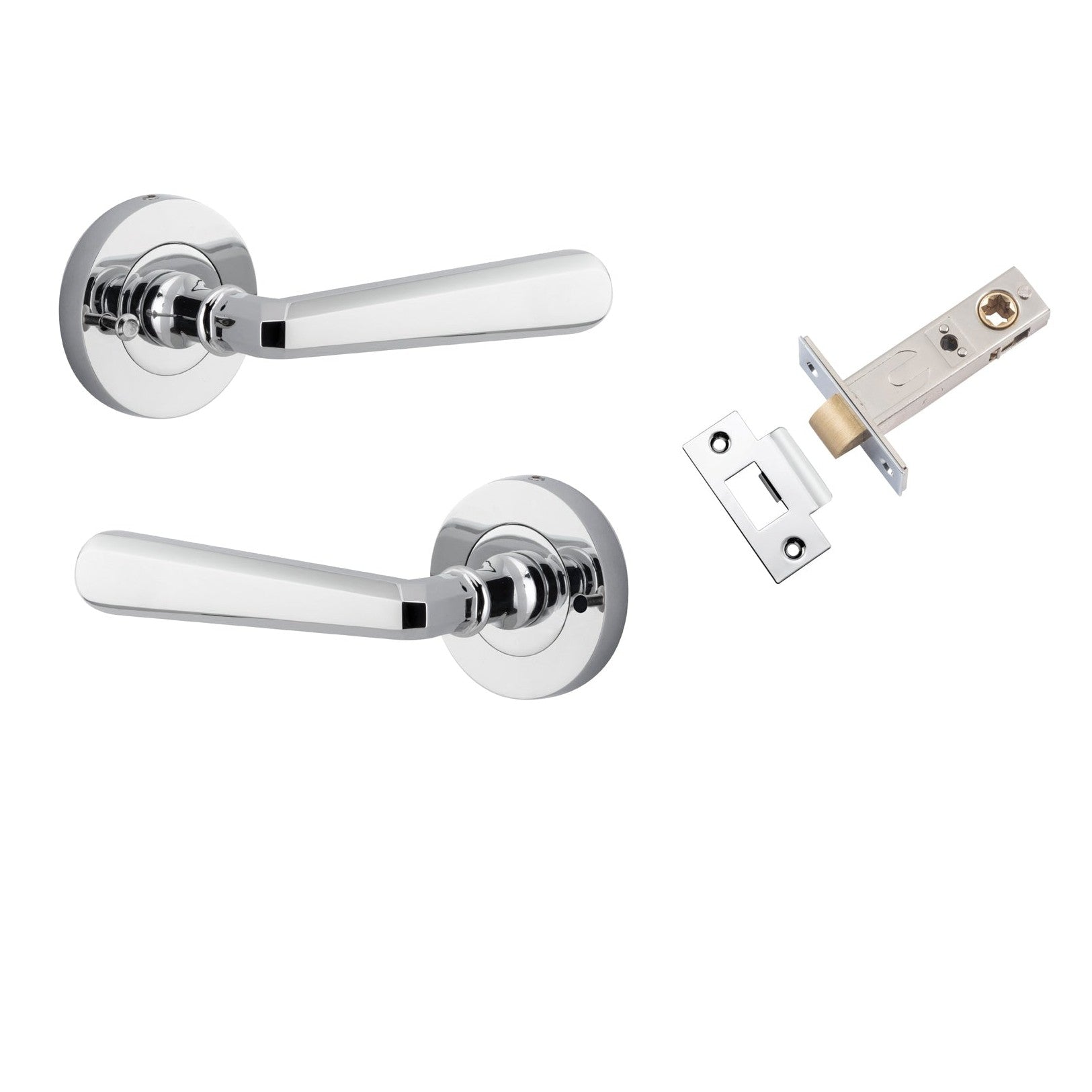 Iver Door Handle Copenhagen Round Rose Inbuilt Privacy Pair Kit Polished Chrome