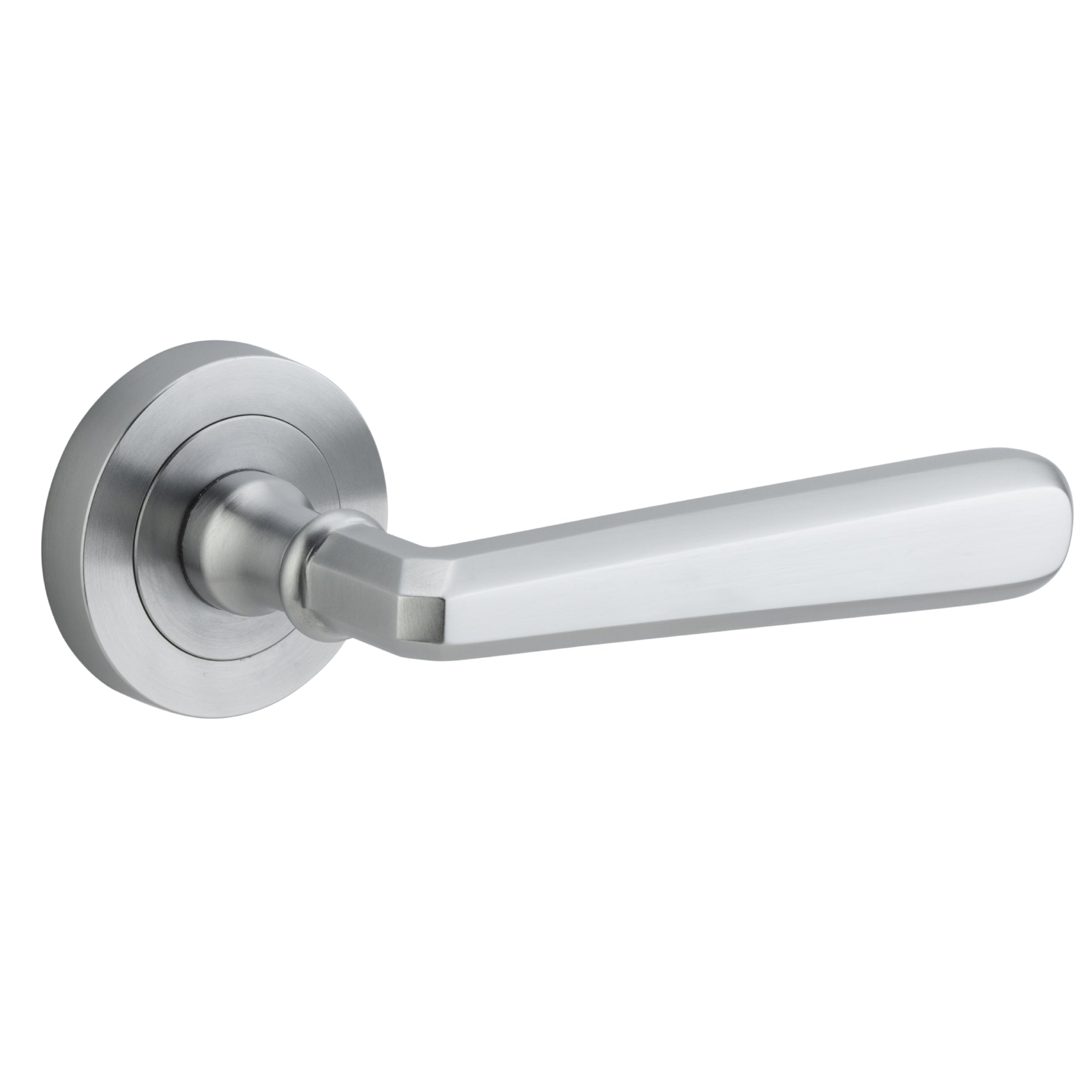 Iver Door Handle Copenhagen Round Rose Pair Brushed Chrome