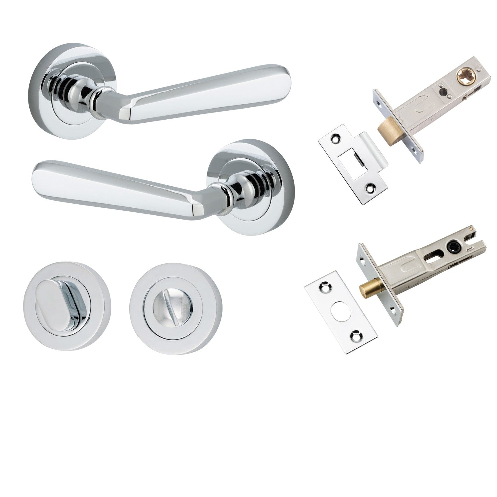 Iver Door Handle Copenhagen Round Rose Polished Chrome Privacy Kit