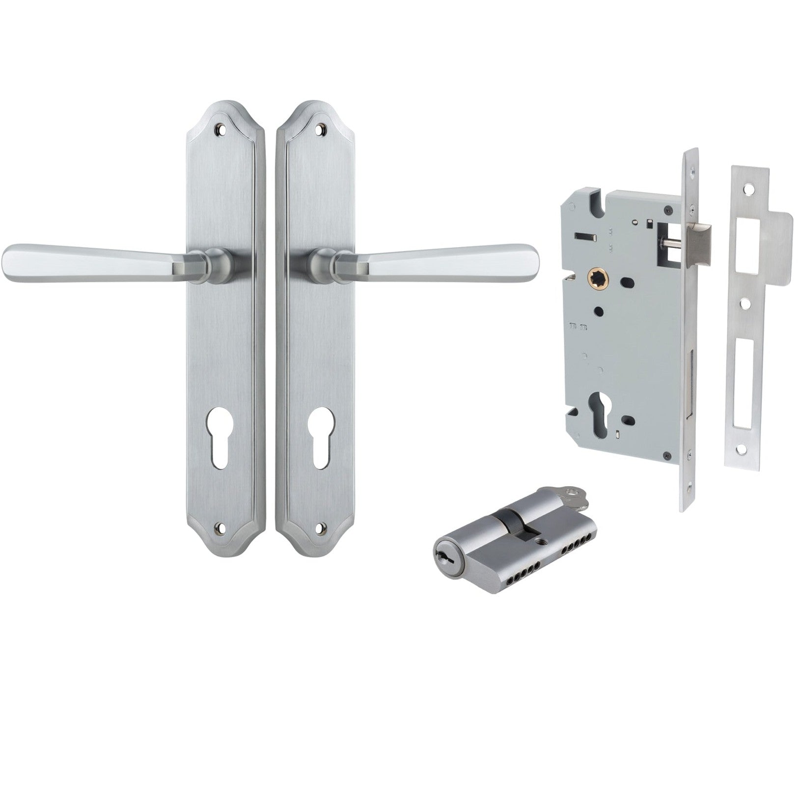 Iver Door Handle Copenhagen Shouldered Euro Pair Key/Key Brushed Chrome Entrance Kit