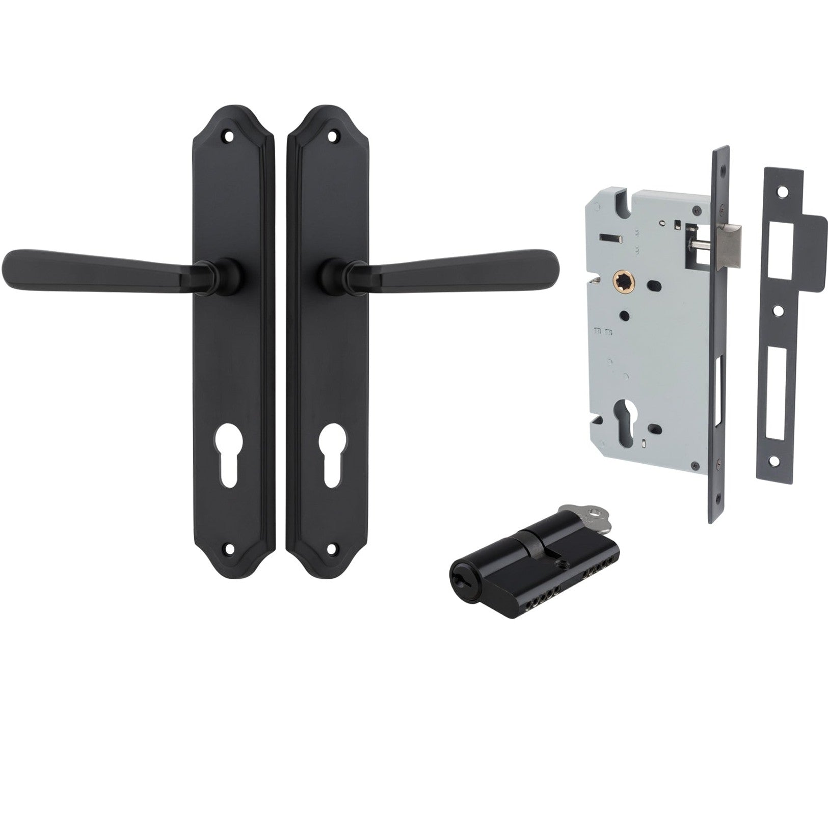 Iver Door Handle Copenhagen Shouldered Euro Pair Key/Key Matt Black Entrance Kit