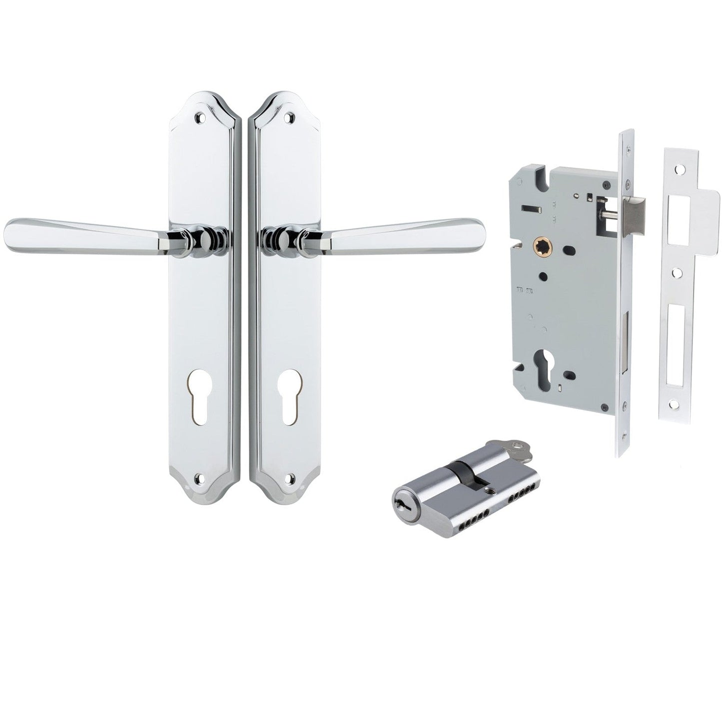 Iver Door Handle Copenhagen Shouldered Euro Pair Key/Key Polished Chrome Entrance Kit