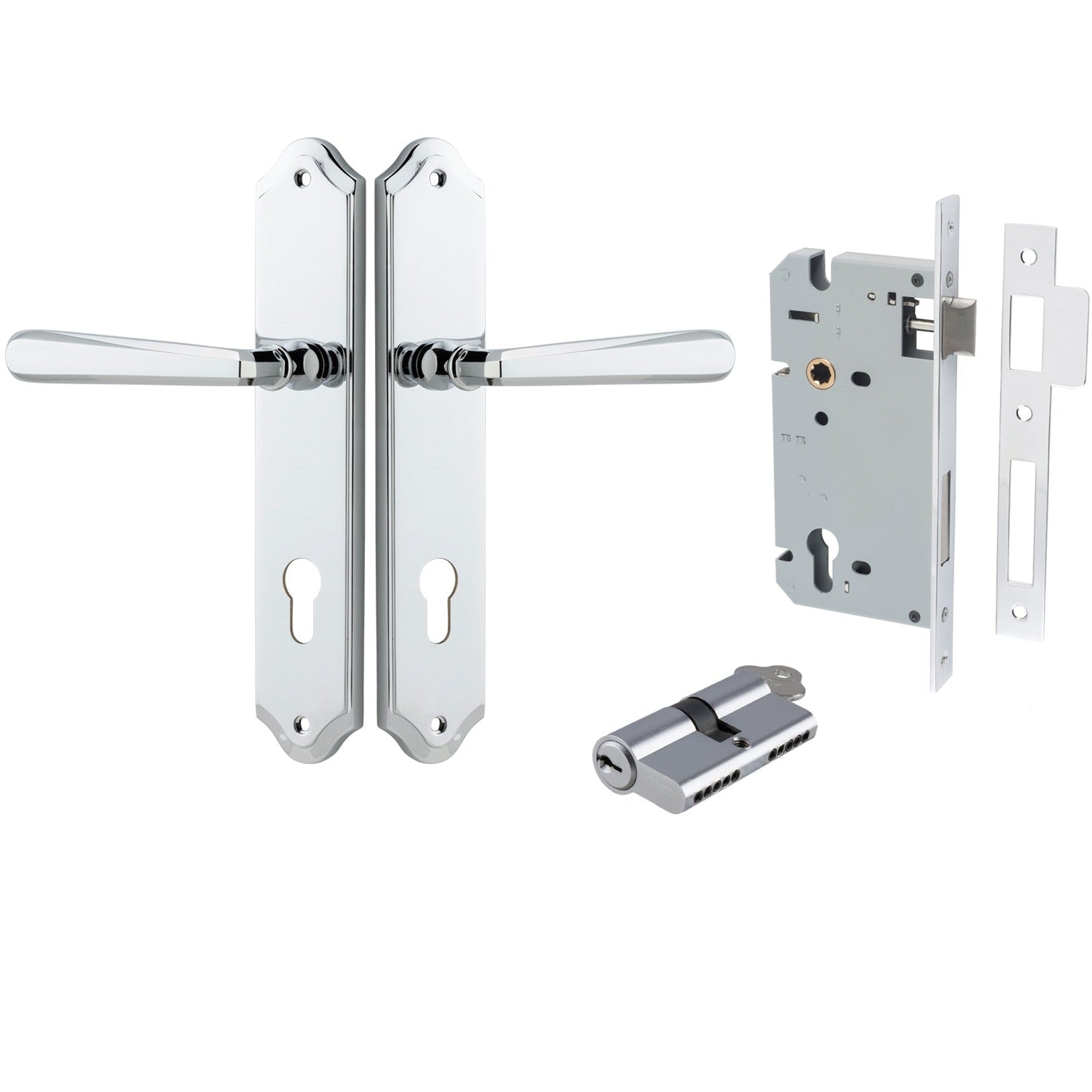 Iver Door Handle Copenhagen Shouldered Euro Pair Key/Key Polished Chrome Entrance Kit