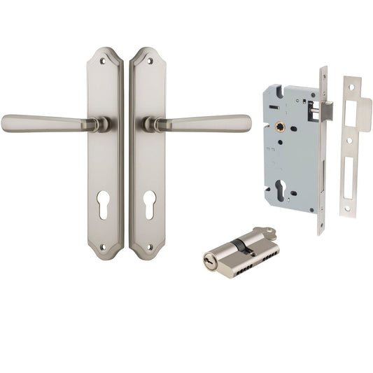 Iver Door Handle Copenhagen Shouldered Euro Pair Key/Key Satin Nickel Entrance Kit