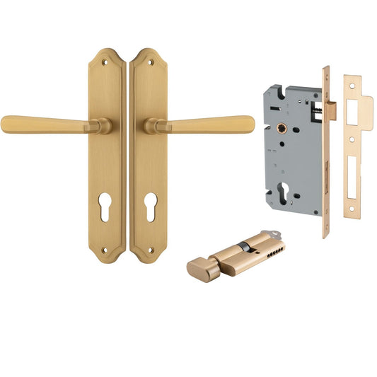 Iver Door Handle Copenhagen Shouldered Euro Pair Key/Thumb Brushed Brass Entrance Kit