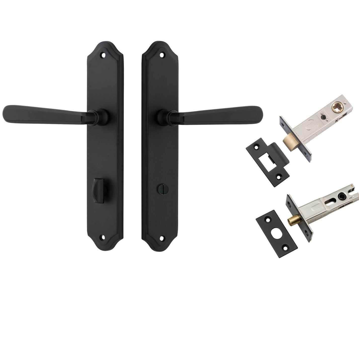 Iver Door Handle Copenhagen Shouldered Privacy Pair Matt Black Inbuilt Privacy Kit