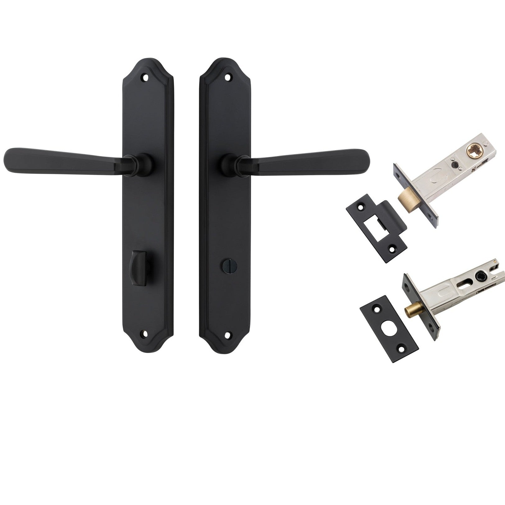 Iver Door Handle Copenhagen Shouldered Privacy Pair Matt Black Inbuilt Privacy Kit