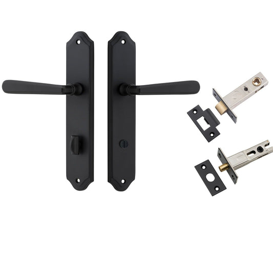 Iver Door Handle Copenhagen Shouldered Privacy Pair Matt Black Inbuilt Privacy Kit
