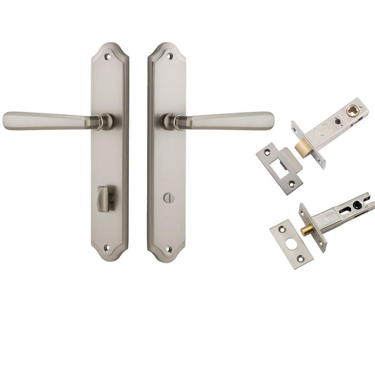 Iver Door Handle Copenhagen Shouldered Privacy Pair Satin Nickel Inbuilt Privacy Kit