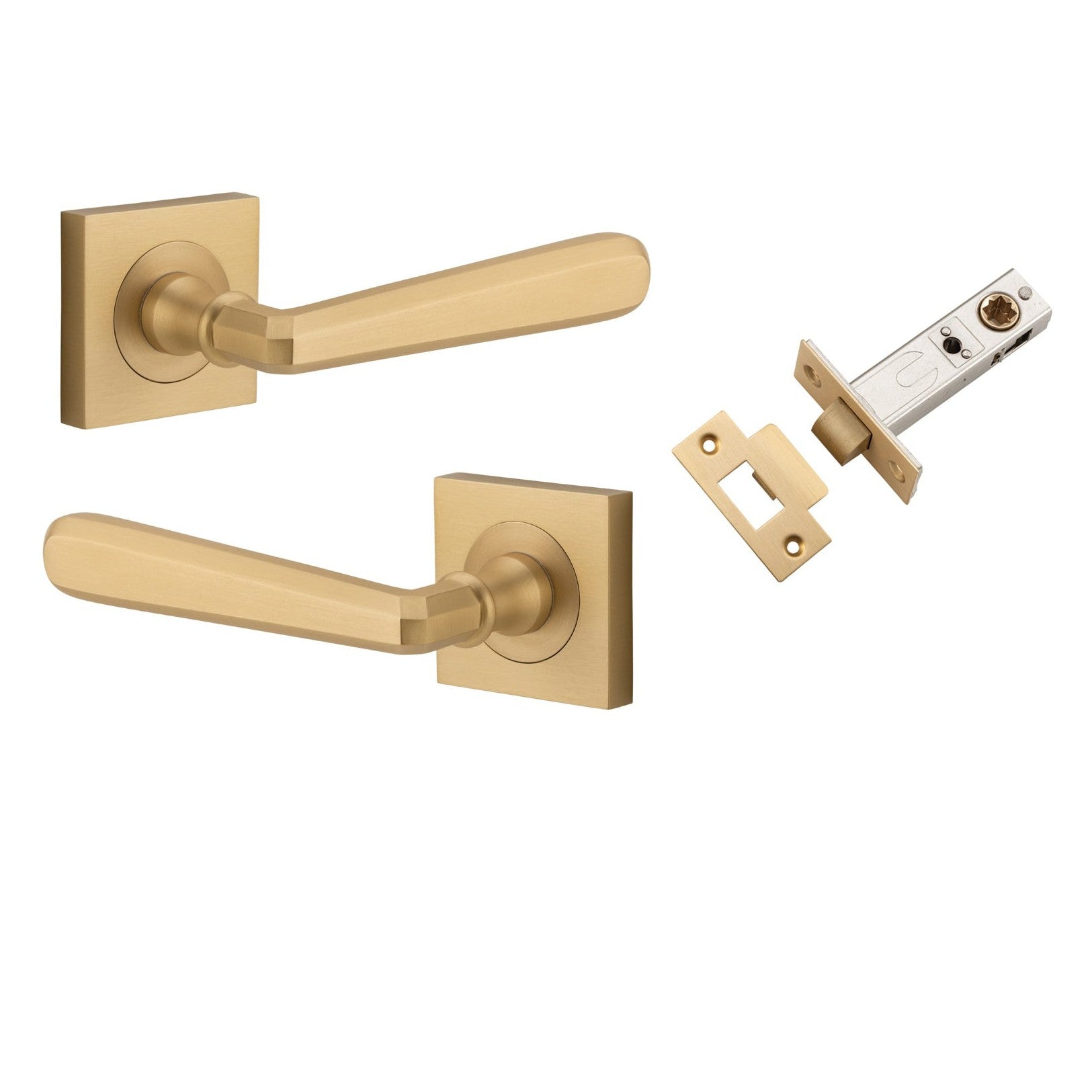 Iver Door Handle Copenhagen Square Rose Brushed Brass Passage Kit