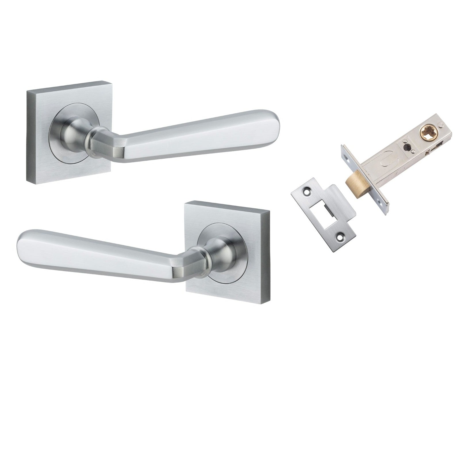 Iver Door Handle Copenhagen Square Rose Brushed Chrome Passage Kit