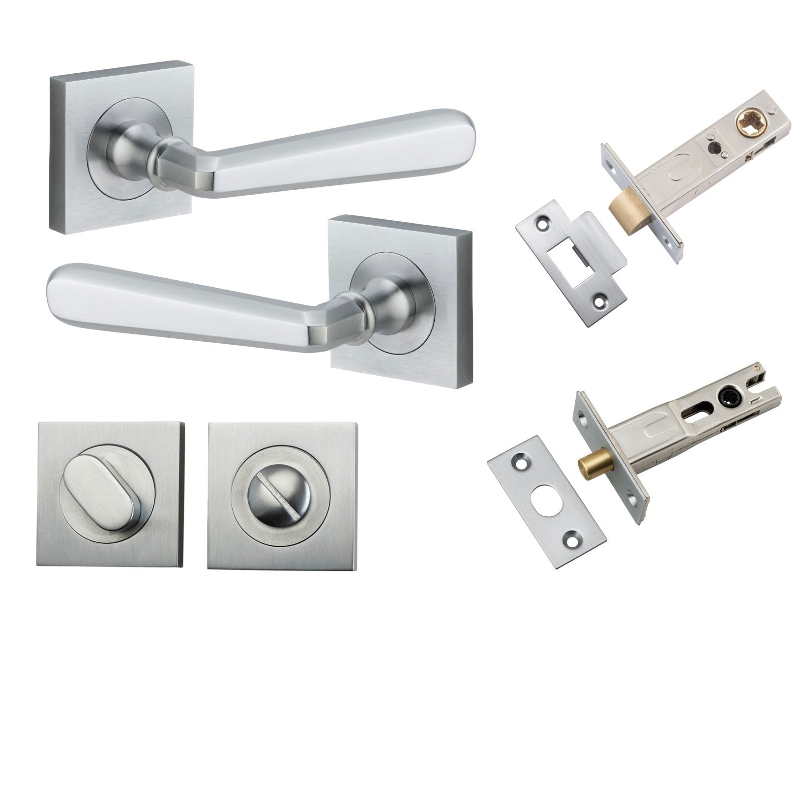 Iver Door Handle Copenhagen Square Rose Brushed Chrome Privacy Kit