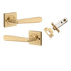 Iver Door Handle Copenhagen Square Rose Inbuilt Privacy Pair Kit Brushed Brass