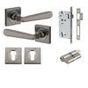 Iver Door Handle Copenhagen Square Rose Key/Key Distressed Nickel Entrance Kit