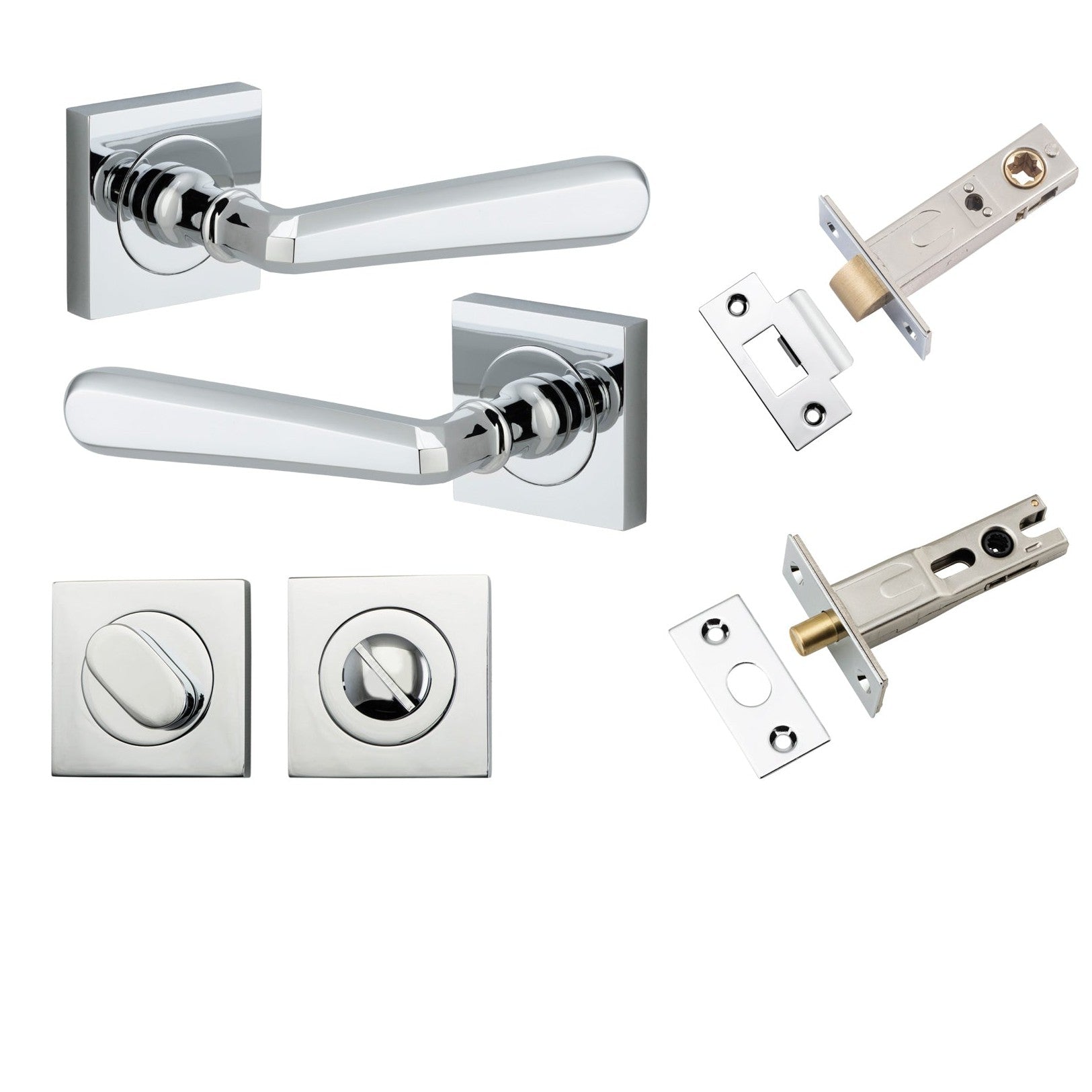 Iver Door Handle Copenhagen Square Rose Polished Chrome Privacy Kit