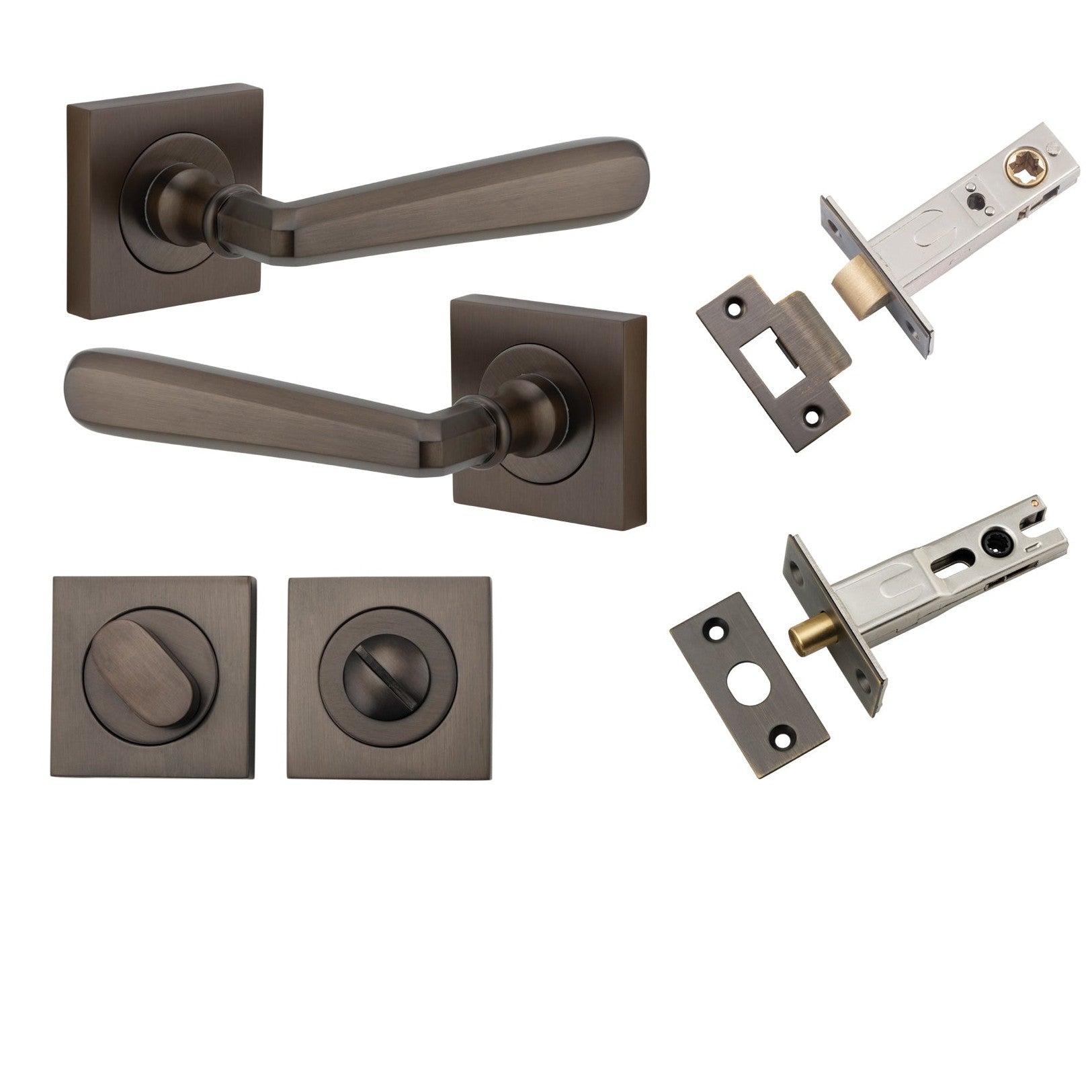 Iver Door Handle Copenhagen Square Rose Signature Brass Privacy Kit