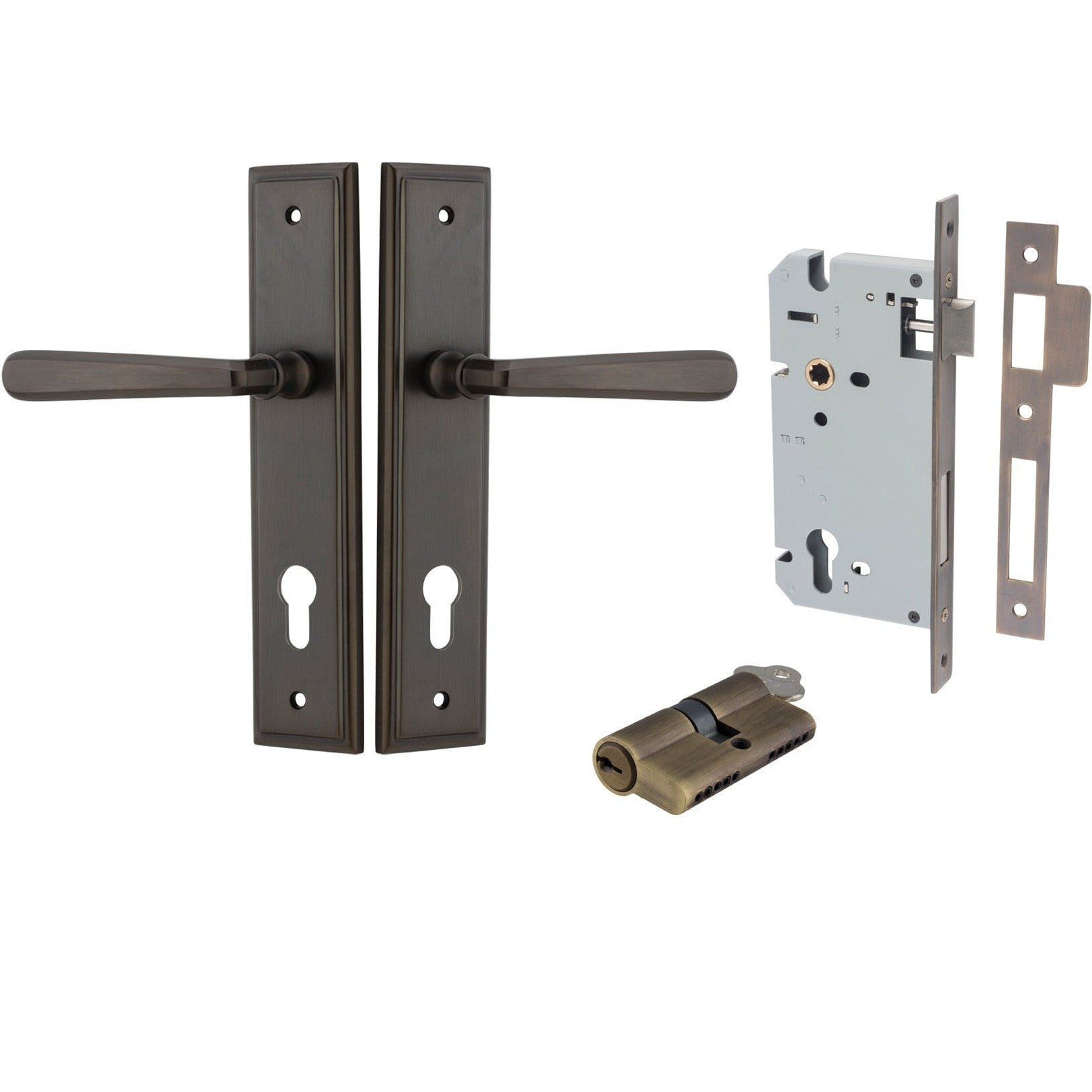 Iver Door Handle Copenhagen Stepped Euro Pair Key/Key Signature Brass Entrance Kit