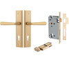 Iver Door Handle Copenhagen Stepped Euro Pair Key/Thumb Brushed Brass Entrance Kit