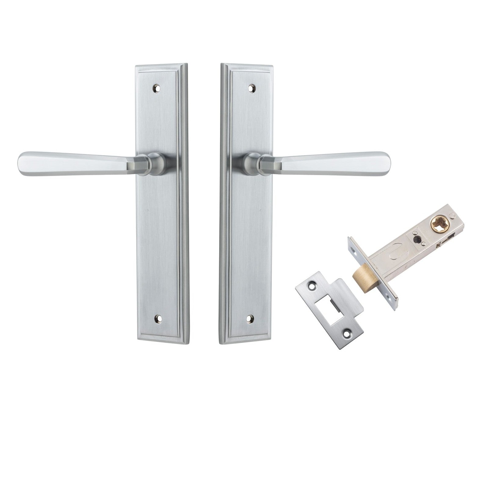 Iver Door Handle Copenhagen Stepped Latch Pair Brushed Chrome Passage Kit